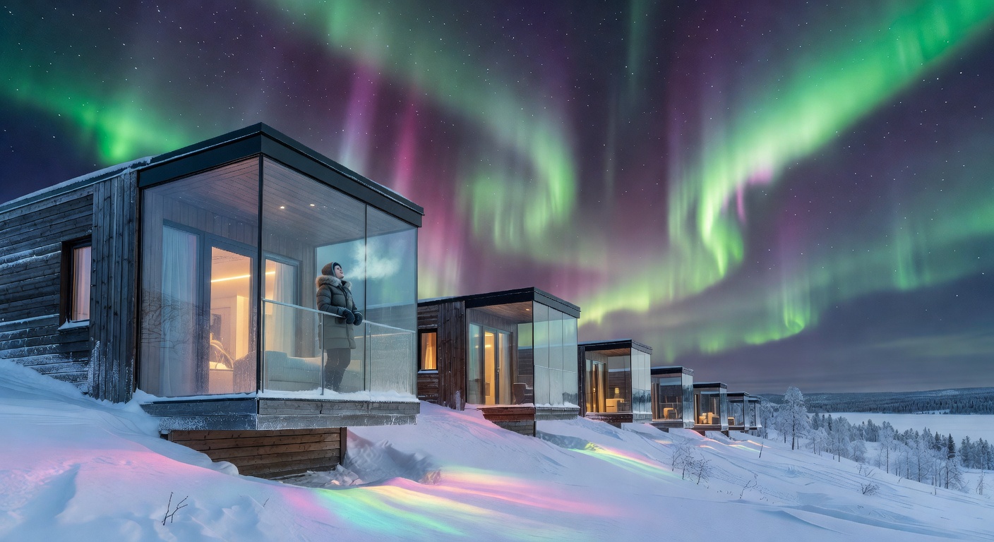 Aurora Glass Balcony Resort under the Northern Lights in Lapland