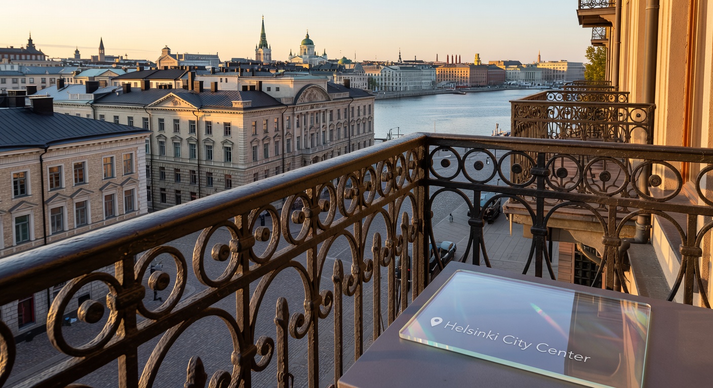 Kämp Boutique Suites offering a historic balcony view of Helsinki city center